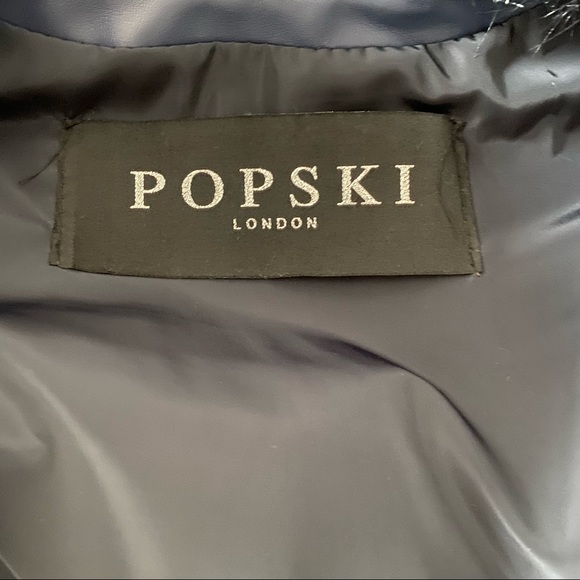 Popski London "Faye" Faux Fur Vest Gilet Navy Blue One Size - Picture 4 of 5